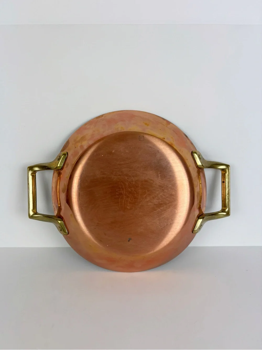 Vintage Paul Revere 1801 Signature Copper 8.5 inch Au Gratin Pan Brass Handles